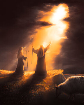Shepherds see the angels singing