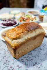 Freshly baked homemade bread, tasty and fresh crust.