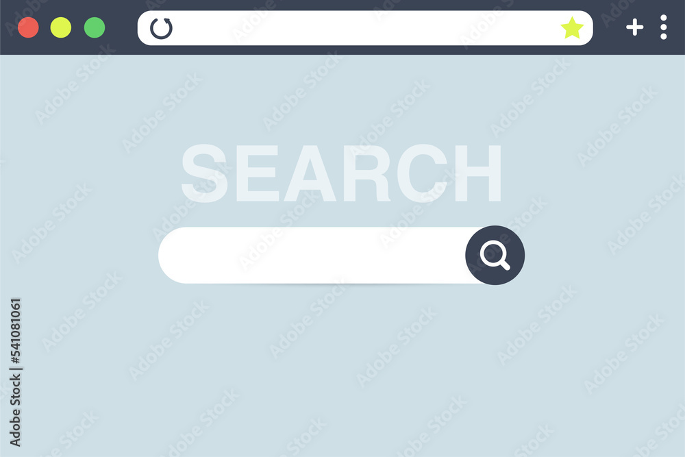 Poster modern browser window design isolated on white background. web window screen mockup. search internet