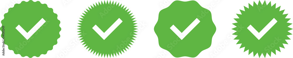 Poster check marks. check mark green icons. profile verification check marks icons. checklist symbols. illu