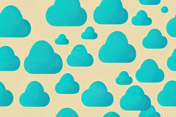 Fototapeta premium Cute Cloudy Seamless Pattern on Blue Background. Hand Drawn 2d illustration Illustration. Nursery Wall Art for Baby Boy And Baby Girl. Great for Textile, Fabric Prints, Wrapping Paper.