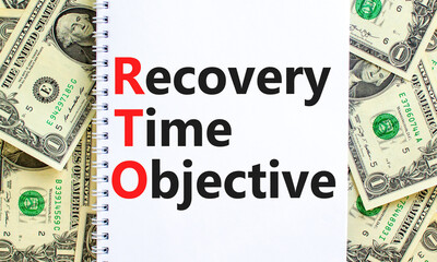 RTO recovery time objective symbol. Concept words RTO recovery time objective on white note on a...