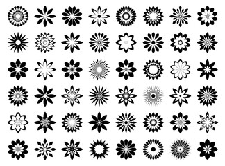 Abstract Flower Icons. Design Elements Set.