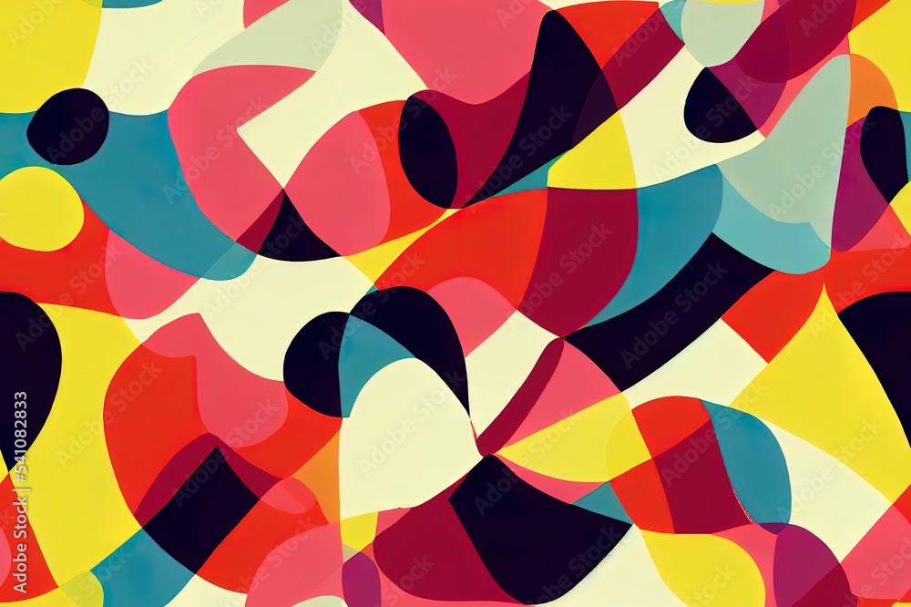 Poster fun colorful line doodle seamless pattern. creative minimalist style art background for children or 