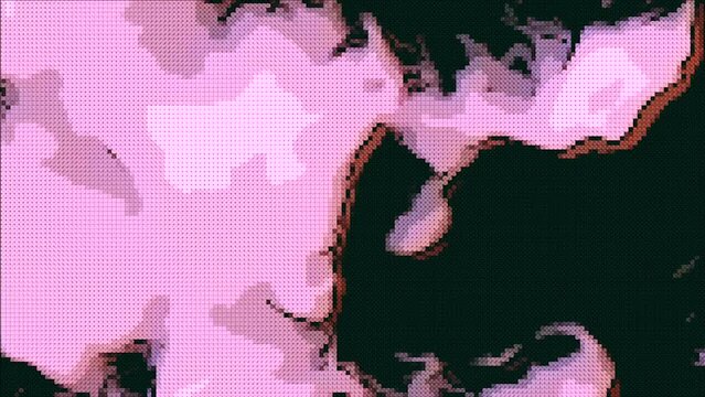 Pixelated cloudy pink colorful cartoon style glitch cyberpunk fashion holographic background. 