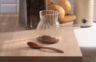Turkish black coffee on the kitchen table