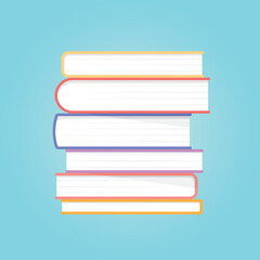 pile of books with colorful covers- vector illustration