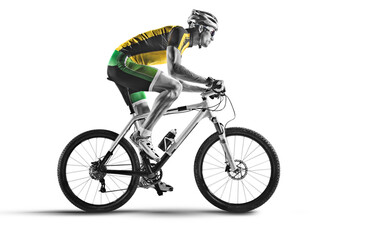 Athlete cyclists in silhouettes on transparent background. Mountain bike cyclist. - 541084491