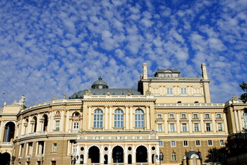Fototapeta na wymiar Beautiful old baroque opera house building in city Odessa Ukraine. Old city of Odessa