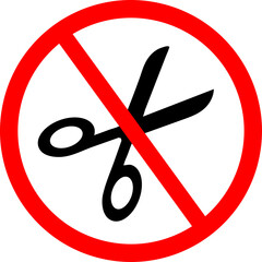 No scissors prohibition sign icon.