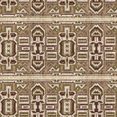 Sepia brown geometric canvas effect seamless texture. Material geo organic pattern. Worn vintage decorative design. 