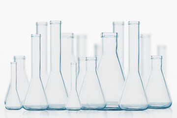 laboratory flasks, glass jars, laboratory, white background, transparent glass, chemistry,...