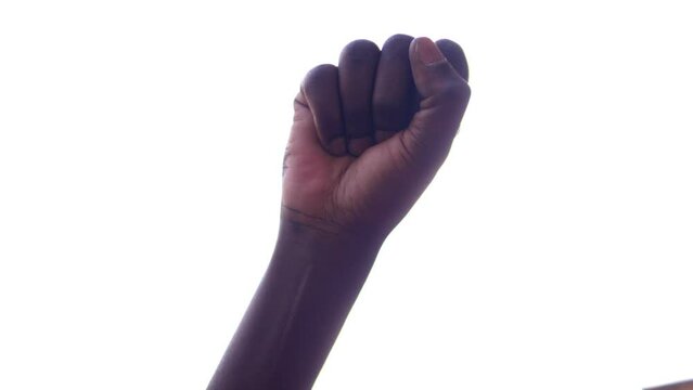 Black power concept. The raised fist
