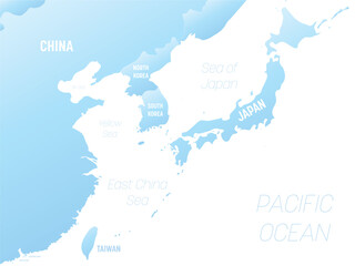 East Asia detailed political map with lables