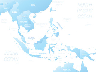 Southeast Asia detailed political map with lables