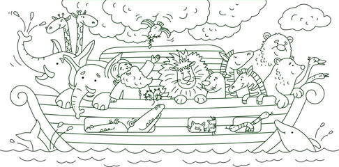 Anti-stress coloring book based on biblical history - Noah's Ark