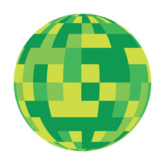 Checkered globe in shades of green