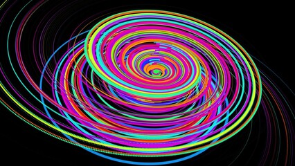 Fototapeta na wymiar 3d rendering stylish creative abstract background. colored lines swirling in spiral. Motion design bg of particles shaping lines, helix and abstract structures. 3d render
