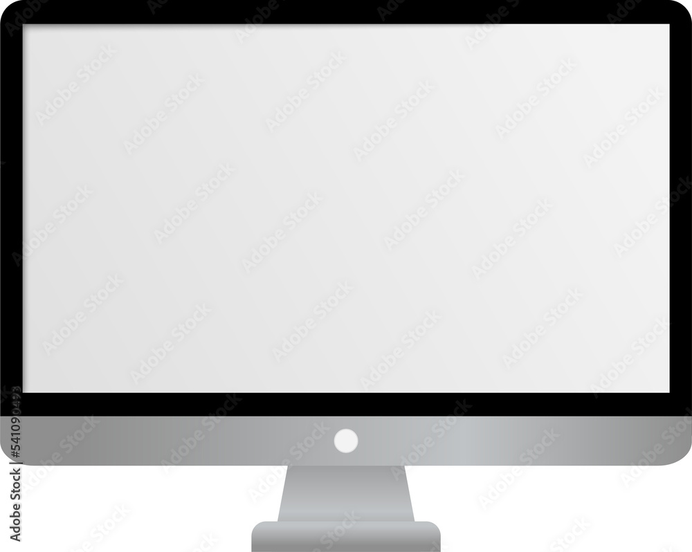 Poster realistic computer monitor with blank screen. electronic device mockup. lcd display. illustration