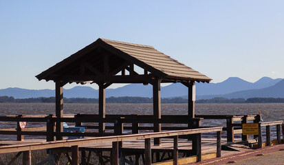 Photograph recorded at the Nautical Park - Lagoa dos Quadros. 
On the sign is written: Attention! No bathing in this place. (Risk of accidents)