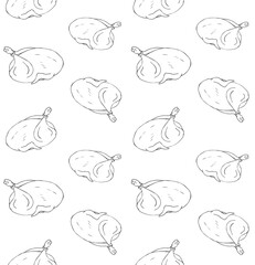 Vector seamless pattern of hand drawn doodle sketch turkey isolated on white background