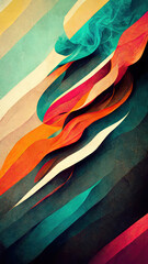 Background from stripes of colored paper depicting multi-colored smoke.