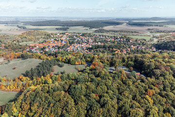 Harzer Kleinstadt mit Wald. Heimburg im Harz