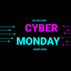Cyber Monday sale digital circuit background banner template for business promotion vector illustration
