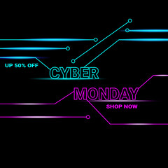 Cyber Monday sale digital circuit background banner template for business promotion vector illustration
