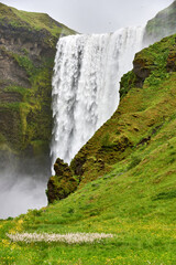 Skogafoss a waterfall on the Skoga River in the south of Iceland.