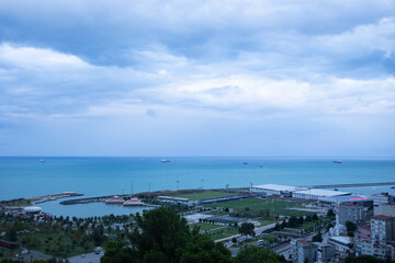 Top view of Samsun coastal area. İlkadım district of Samsun. 