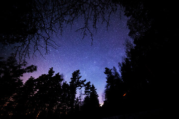 Purple night sky with stars Sweden starscape