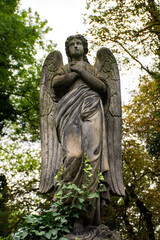 Fototapeta na wymiar Escultura de un Ángel en cementerio de Olšany, Praga
