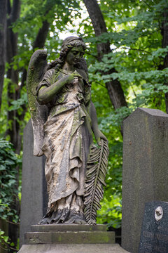 Escultura de un &Aacute;ngel en cementerio de Ol&scaron;any, Praga