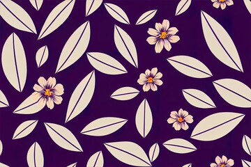 Beautiful seamless floral pattern for kids. Pattern with leaf silhouette and flowers for textile design and fabrics