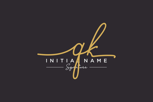 Initial QK signature logo template vector. Hand drawn Calligraphy lettering Vector illustration.