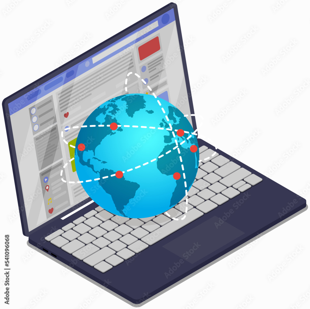 Aufkleber global network connection, communication network that covers entire earth. internet community. inter