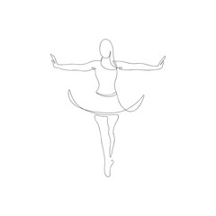 Continuous one line drawing of ballet dancer perform classic dance