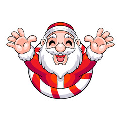 Cartoon santa claus funny isolated on white background
