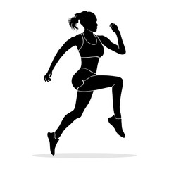 Fototapeta na wymiar Young girl running isolated on a white background. Vector silhouette
