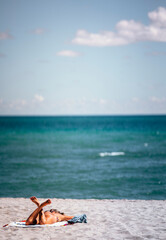 woman on a beach miami usa florida beautiful day love relax 