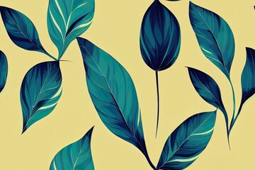 Tropical Leaf Brush strokes seamless pattern design for fashion textiles, graphics and crafts