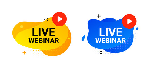 Webinar live virtual event icon, online video training broadcast. Live webinar workshop stream video conference podcast.