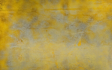 White and golden messy wall stucco texture background. Decorative wall paint.