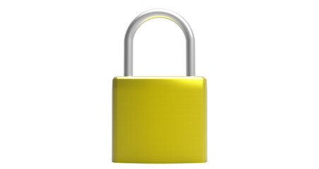 pad lock golden yellow metal padlock on a transparent background png . online security. Privacy conditions personal. 3d render isolated	
