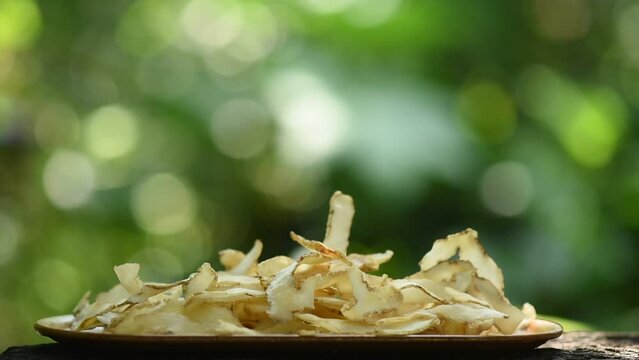 Dried Polygonatum on nature background.