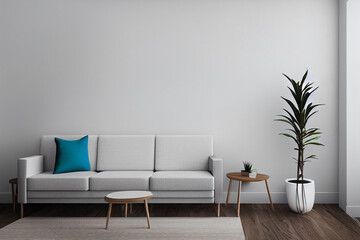 Rooms with white sofa, wooden parquet floor, white and gray room color, apartment without furniture.