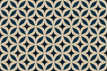 Gordijnen Set of patterned azulejo floor tiles. Abstract geometric background. 2d illustration illustration, seamless mediterranean pattern. Portuguese floor tiles azulejo design. Floor cement talavera tiles © 2rogan