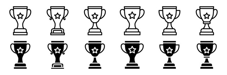Conjunto de iconos de copa de trofeo. Concepto de campeón, ganador, premio. Ilustración vectorial