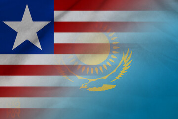 Liberia and Kazakhstan national flag transborder relations KAZ LBR
